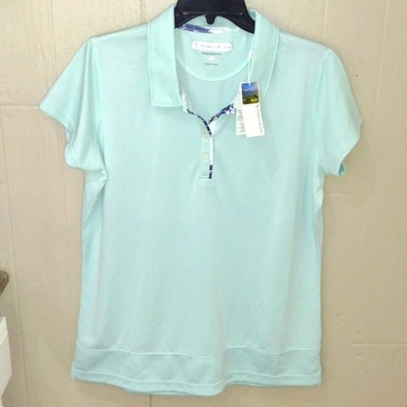 PEBBLE BEACH PERFORMANCE Woman's Golf Polo Shirt Size XL Mint Green NWOT - Picture 7 of 7